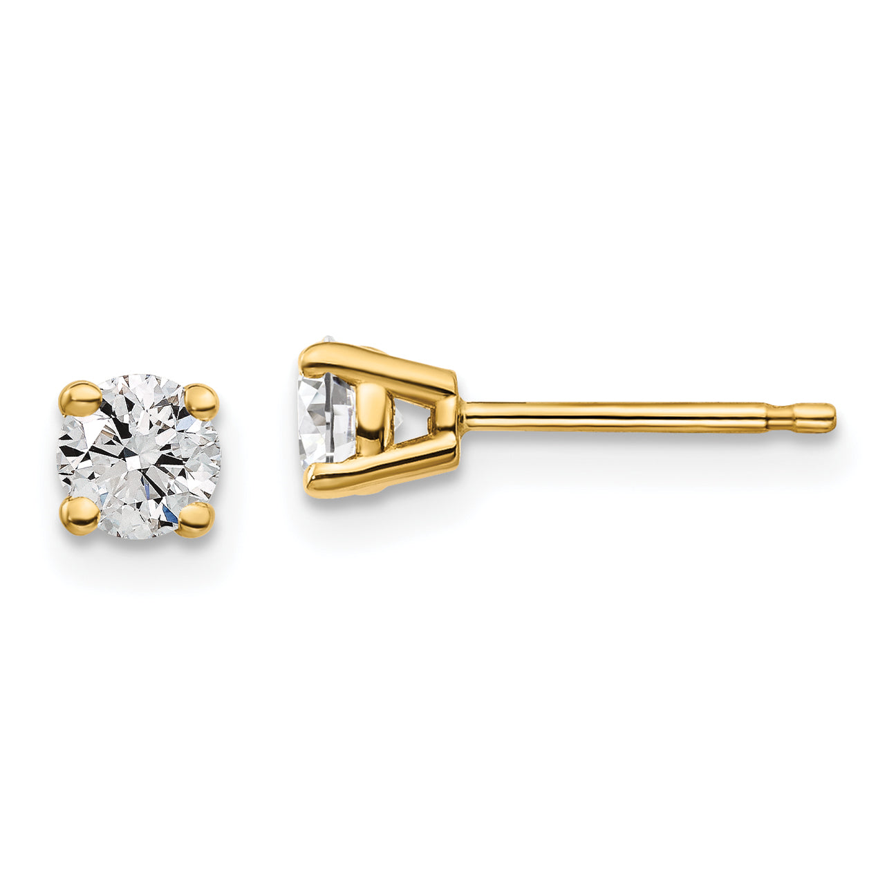 14K 1/2 Carat Total Weight Round Certified Vs/Si Def Lab Grown Diamond 4 Prong Stud Post Earrings