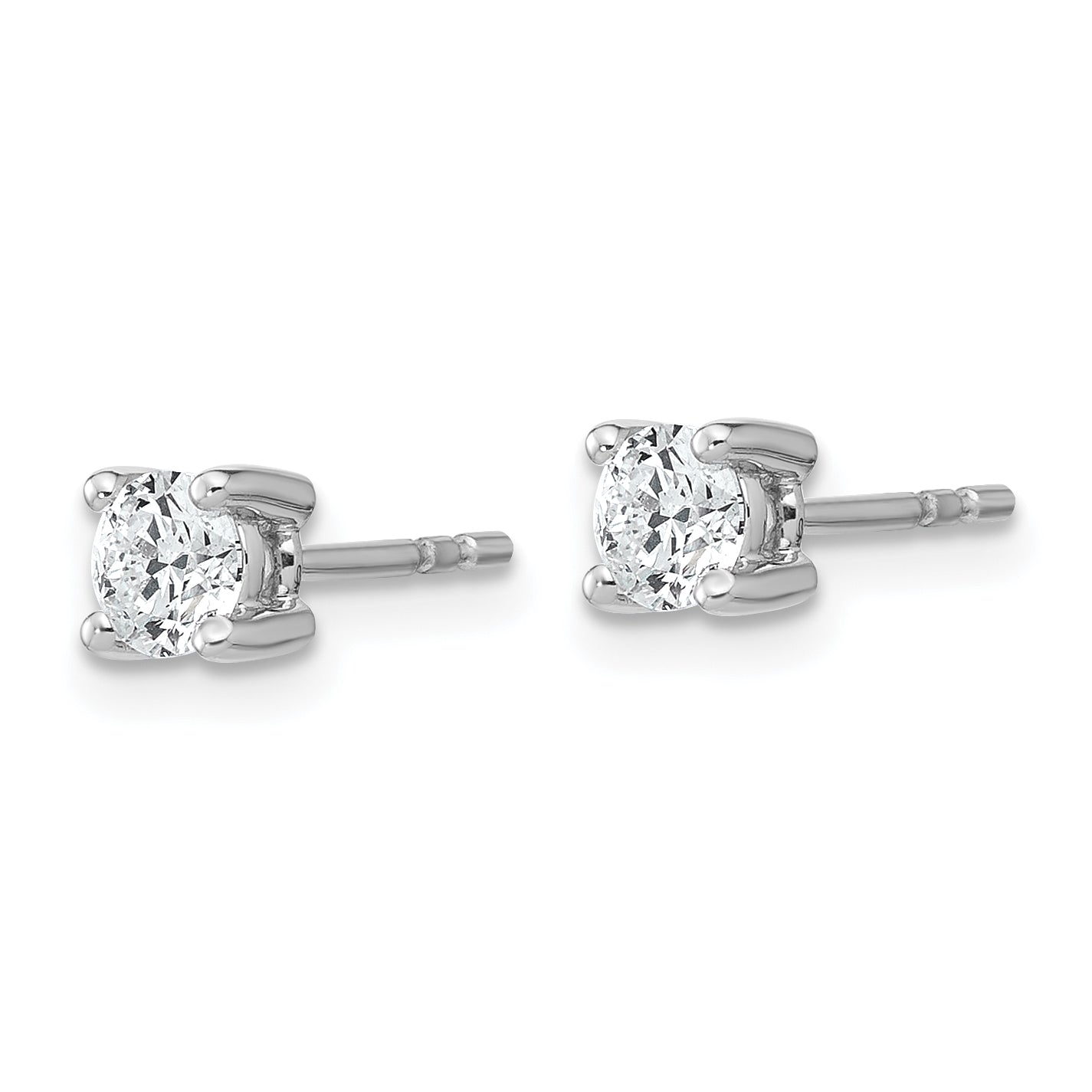 14K White Gold 1/2 Carat Total Weight Round Vs/Si Def Lab Grown Diamond 4 Prong Stud Post Earrings