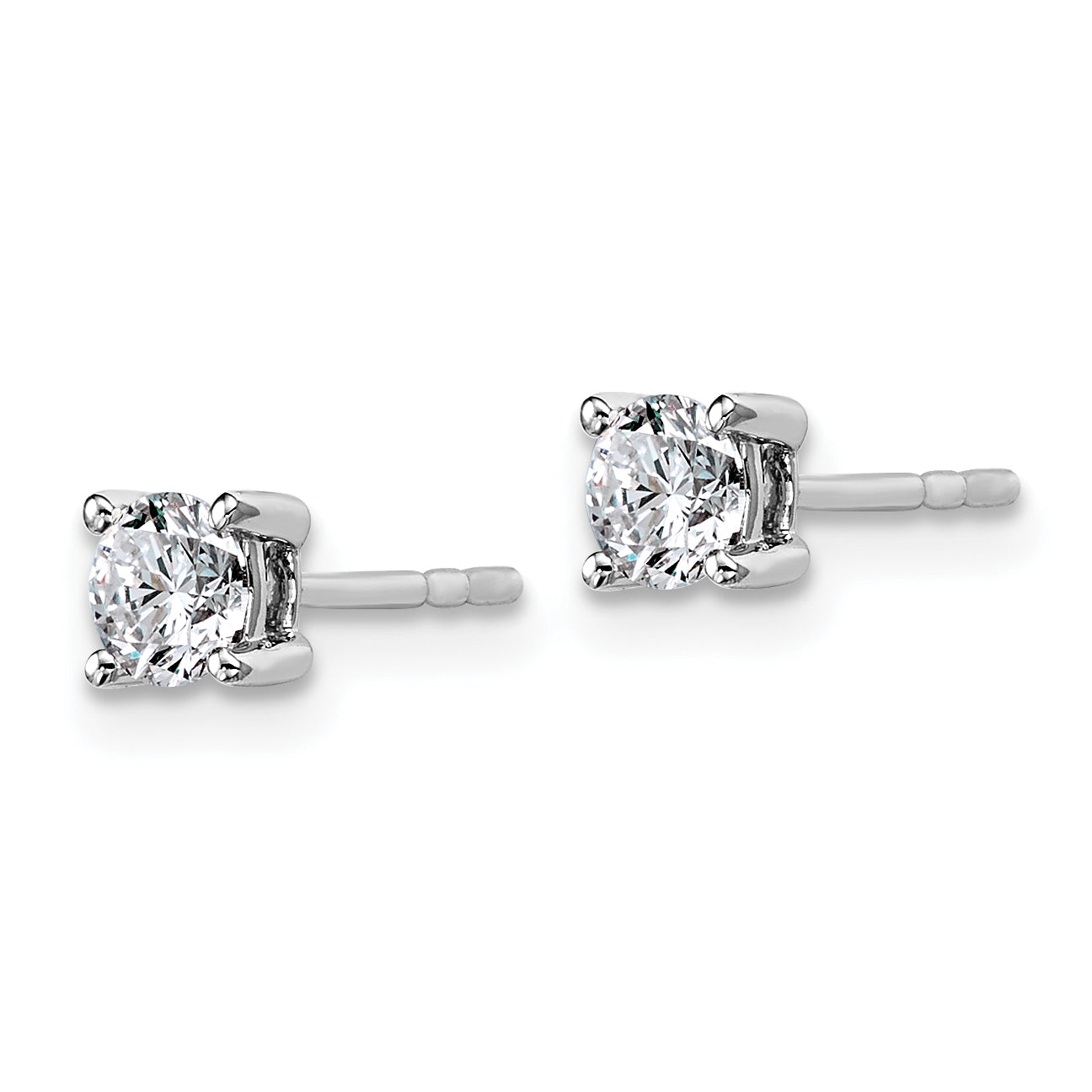 14K White Gold 1/2 Carat Total Weight Round Certified Vs/Si Def Lab Grown Diamond 4 Prong Stud Post Earrings