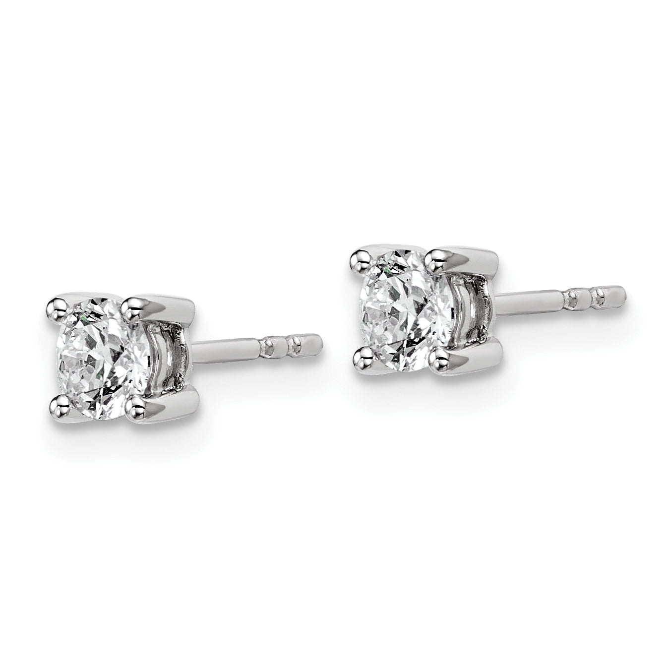 14K White Gold 2/3 Carat Total Weight Round Vs/Si Def Lab Grown Diamond 4 Prong Stud Post Earrings