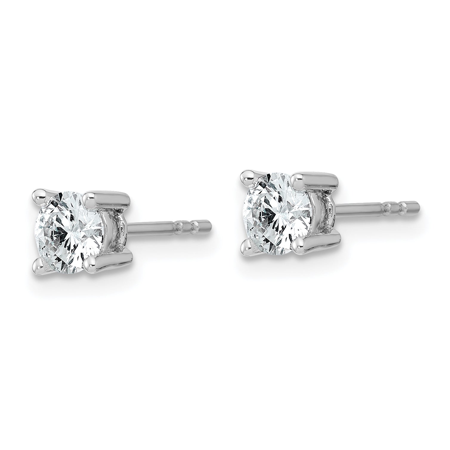 14K White Gold 3/4 Carat Total Weight Round Certified Vs/Si Gh Lab Grown Diamond 4 Prong Stud Post Earrings