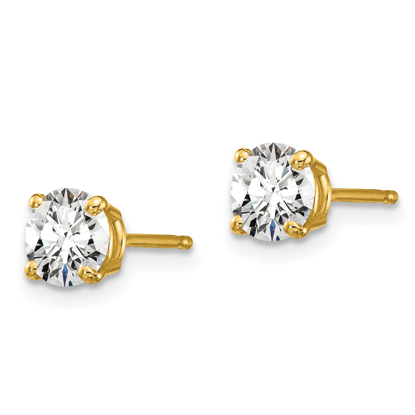14K 1 Carat Total Weight Round Certified Vs/Si Def Lab Grown Diamond 4 Prong Stud Post Earrings