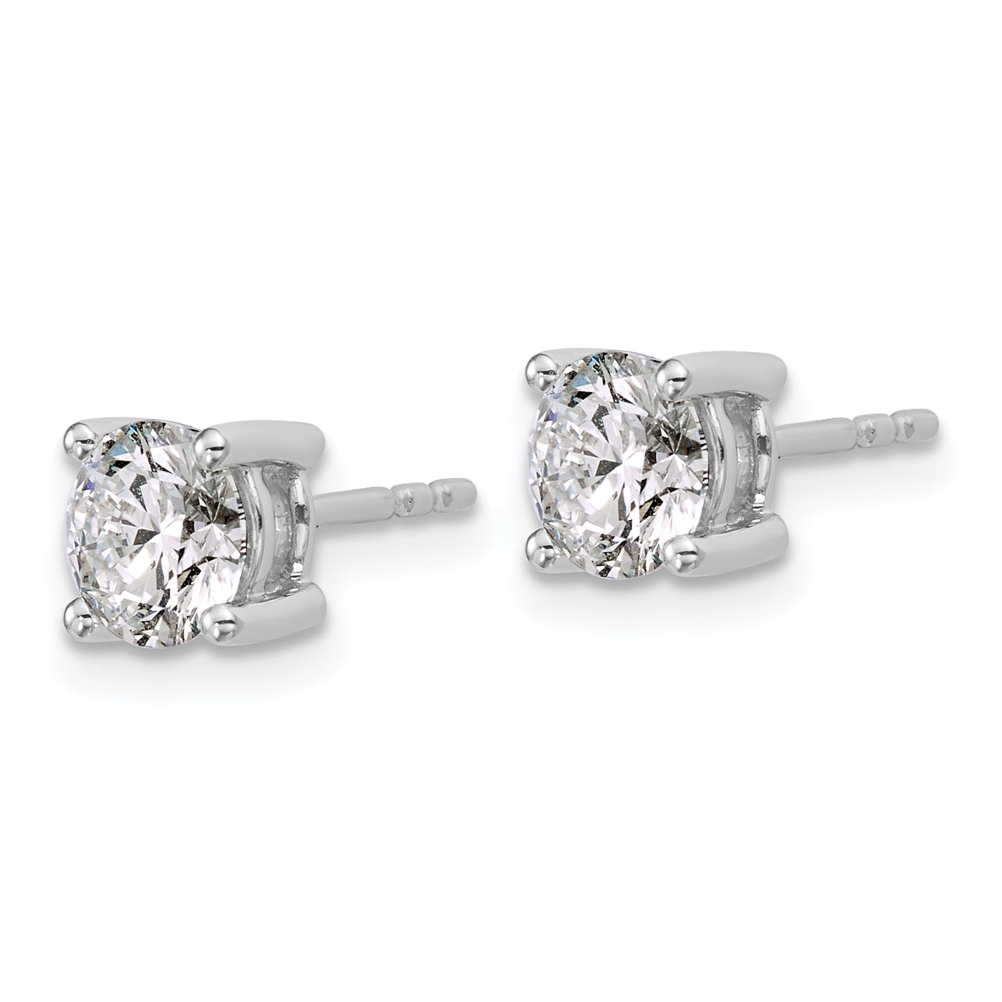 14K White Gold 1 1/4 Carat Total Weight Round Vs/Si Def Lab Grown Diamond 4 Prong Stud Post Earrings