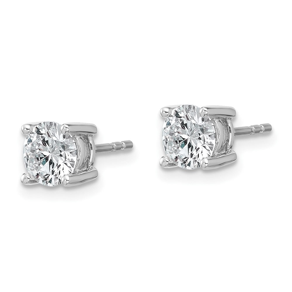 14K White Gold 1 3/4 Carat Total Weight Round Vs/Si Def Lab Grown Diamond 4 Prong Stud Post Earrings