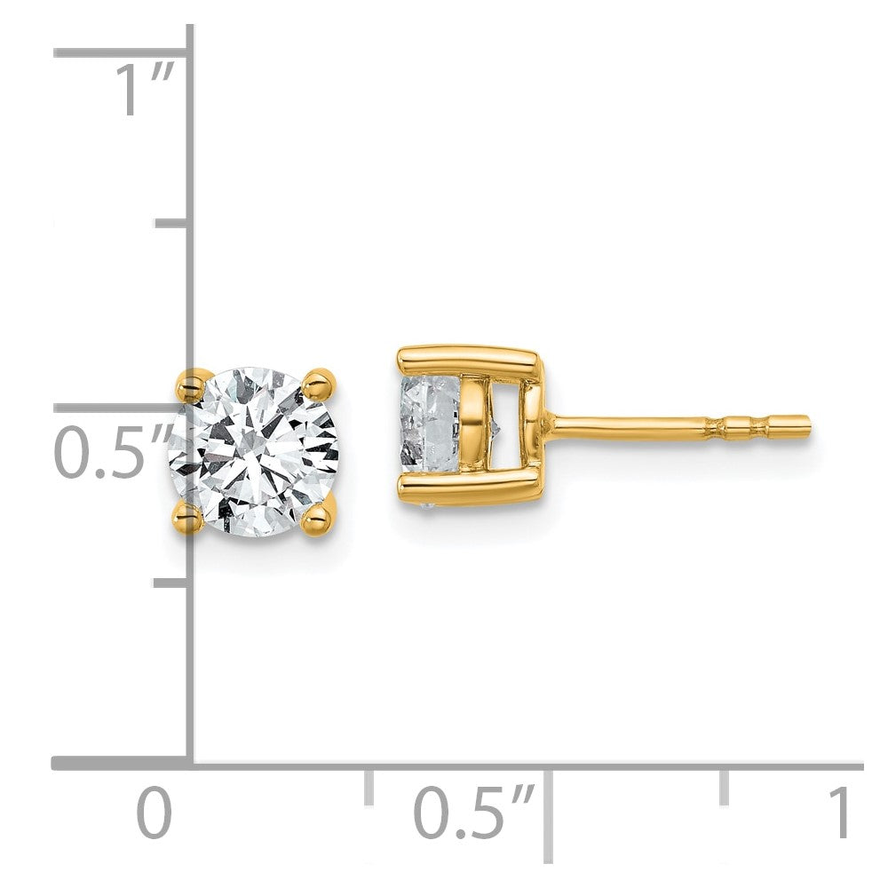 14k 1 1/2carat total weight Round Certified VS/SI GH Lab Grown Diamond 4 Prong Stud Post Earrings