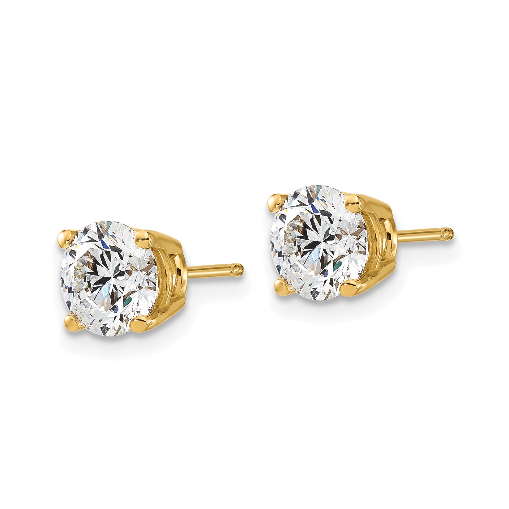 14K 2 Carat Total Weight Round Vs/Si Def Lab Grown Diamond 4 Prong Stud Post Earrings