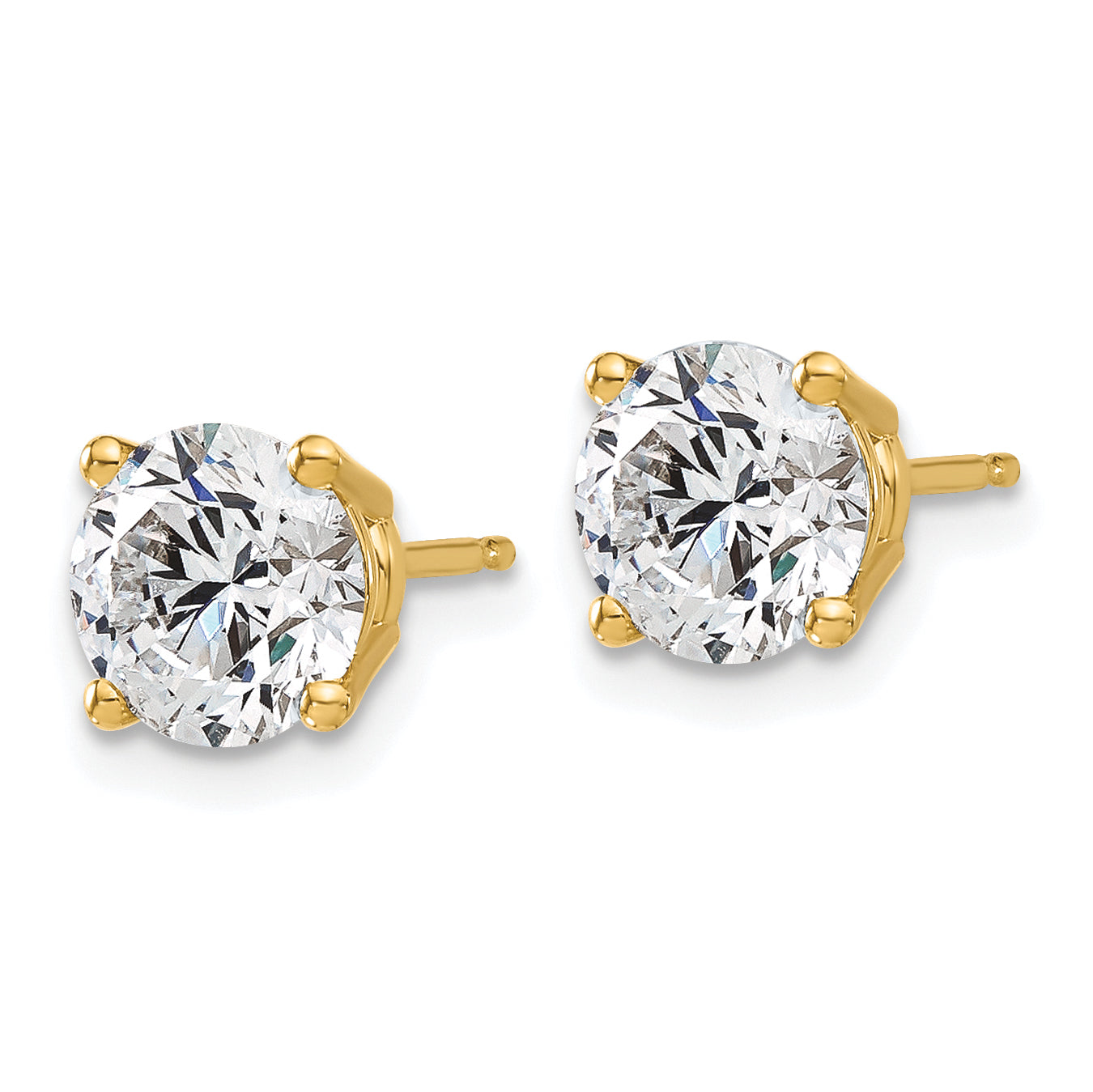 14K 3 Carat Total Weight Round Certified Vs/Si Gh Lab Grown Diamond 4 Prong Stud Post Earrings