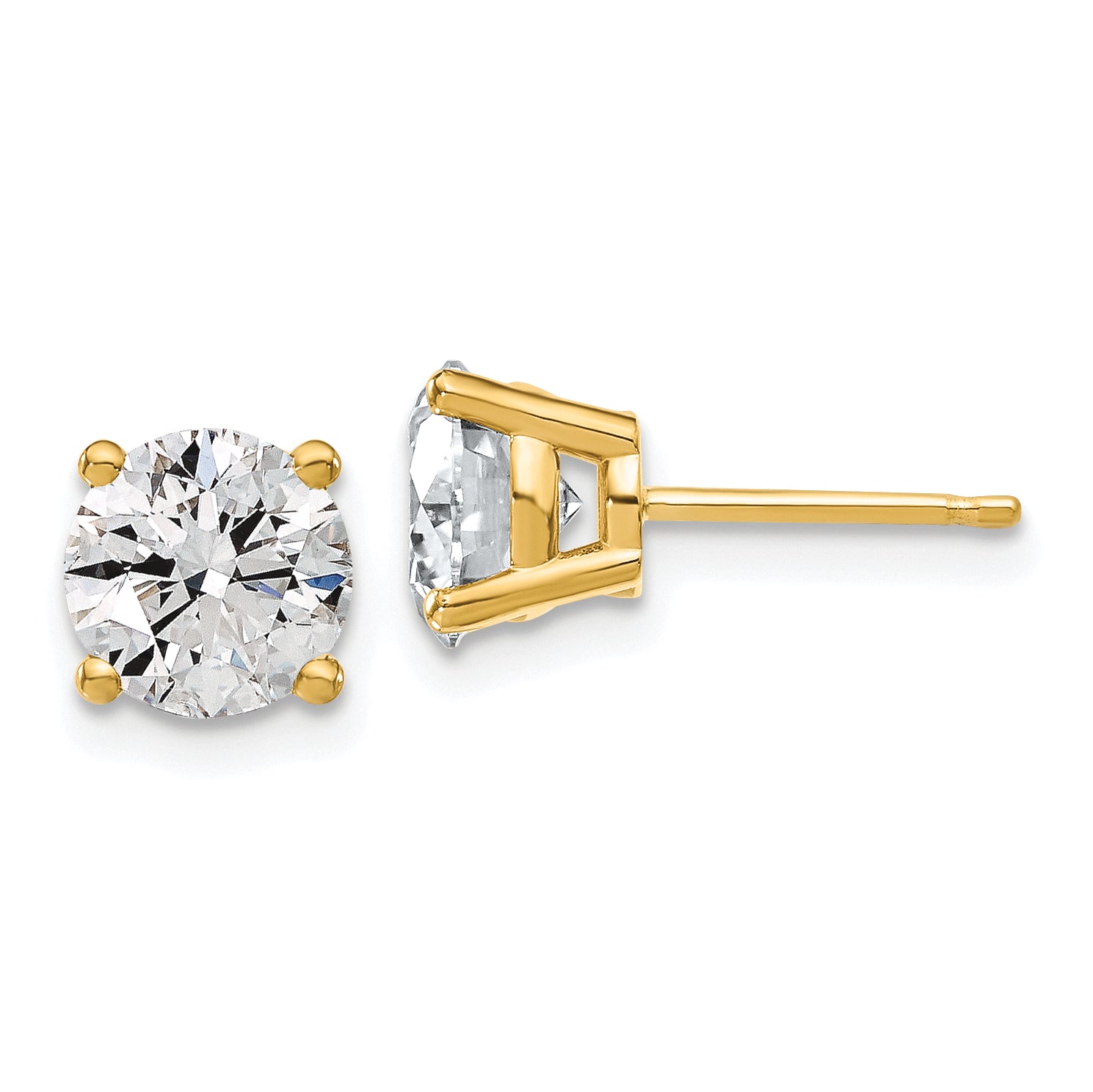 14K 3 Carat Total Weight Round Certified Vs/Si Gh Lab Grown Diamond 4 Prong Stud Post Earrings