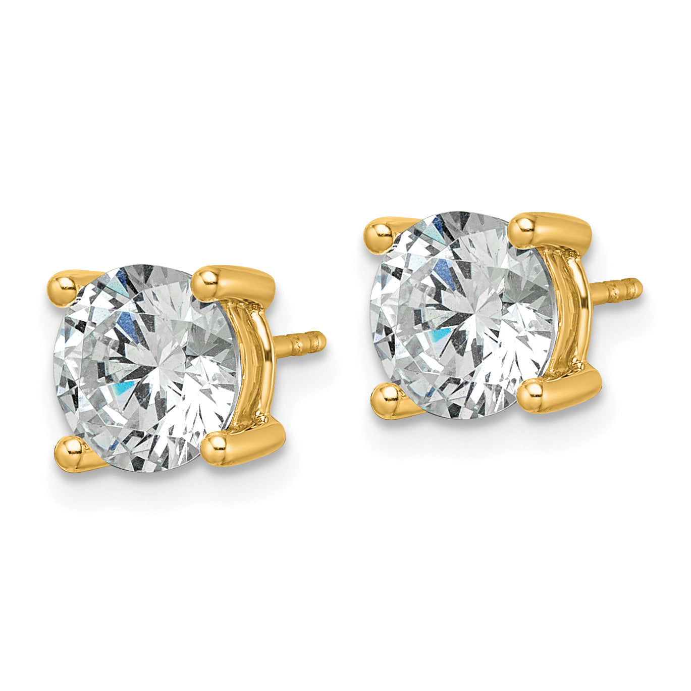 14K 3 Carat Total Weight Round Vs/Si Gh Lab Grown Diamond 4 Prong Stud Post Earrings