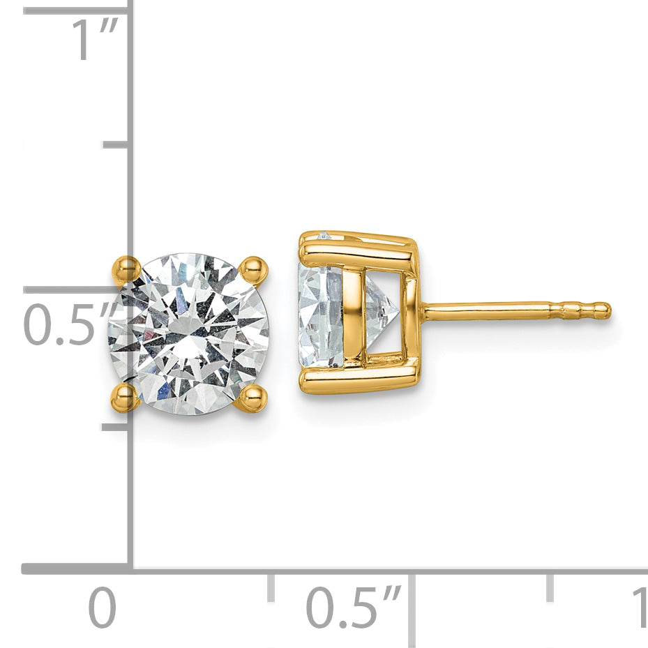 14K 3 Carat Total Weight Round Vs/Si Def Lab Grown Diamond 4 Prong Stud Post Earrings