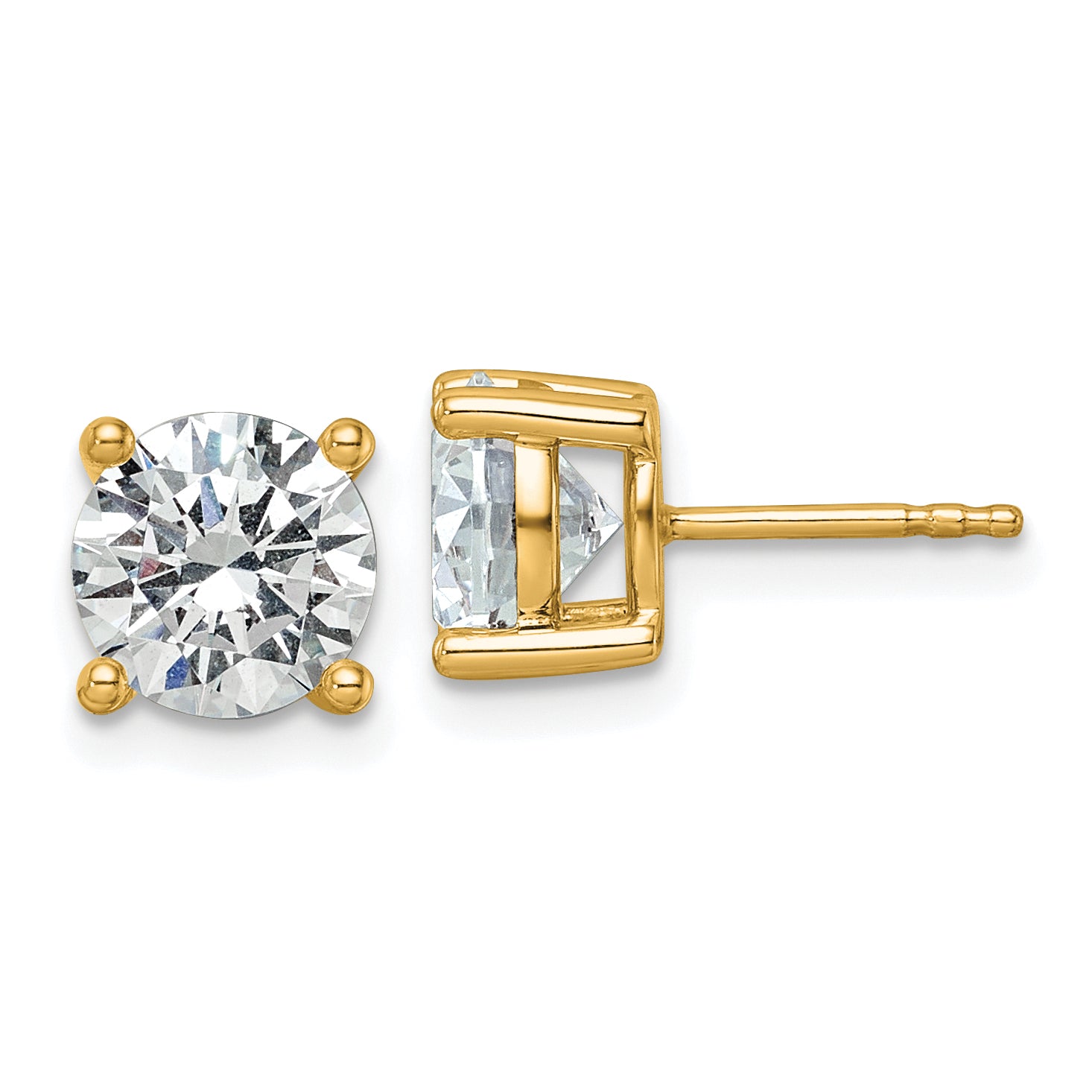 14K 3 Carat Total Weight Round Vs/Si Def Lab Grown Diamond 4 Prong Stud Post Earrings