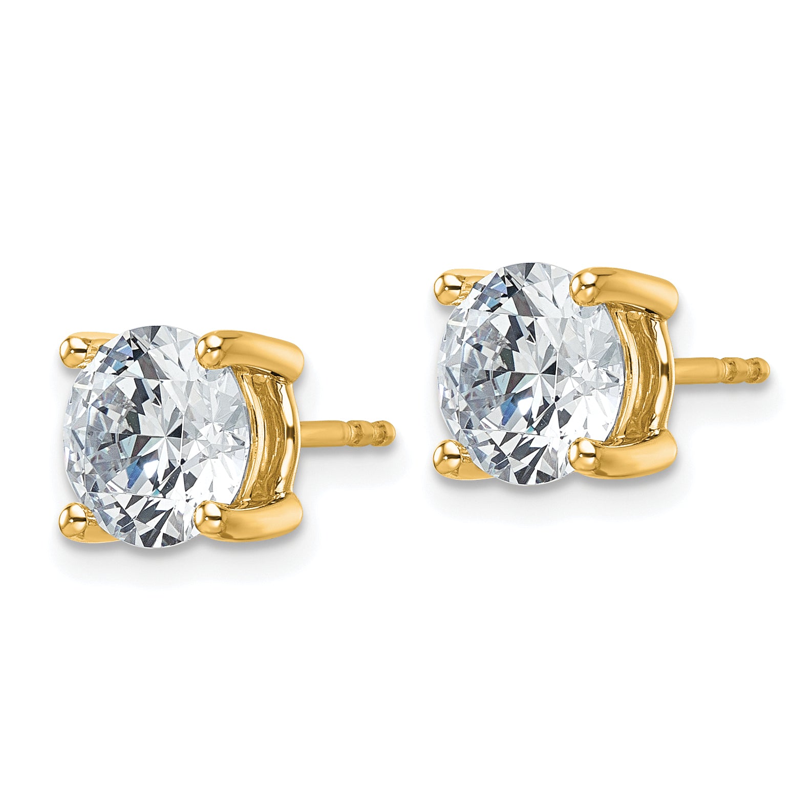 14K 4 Carat Total Weight Round Certified Vs/Si Gh Lab Grown Diamond 4 Prong Stud Post Earrings