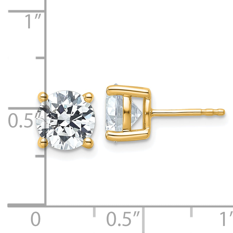 14K 4 Carat Total Weight Round Certified Vs/Si Gh Lab Grown Diamond 4 Prong Stud Post Earrings
