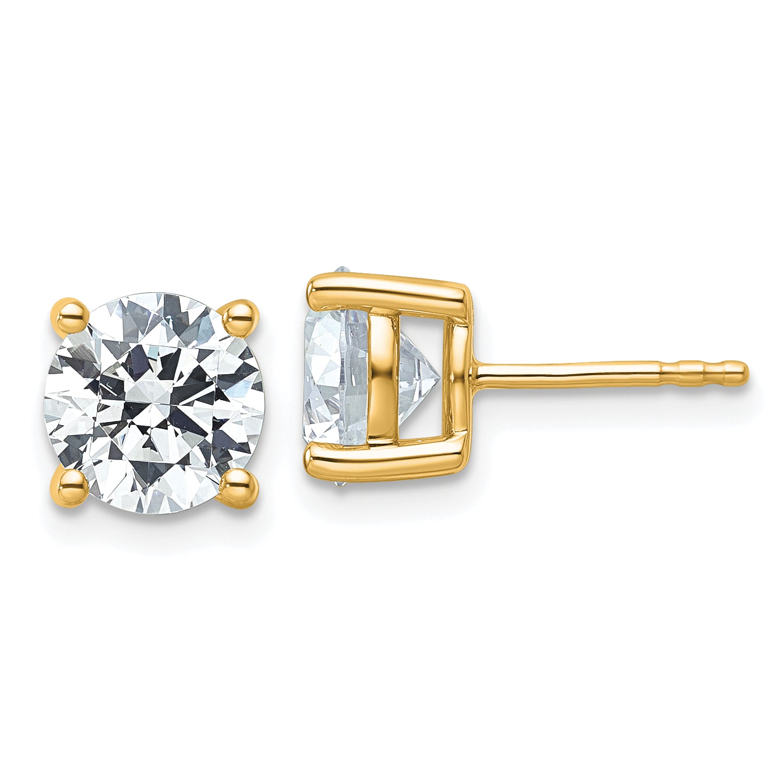 14K 4 Carat Total Weight Round Certified Vs/Si Gh Lab Grown Diamond 4 Prong Stud Post Earrings