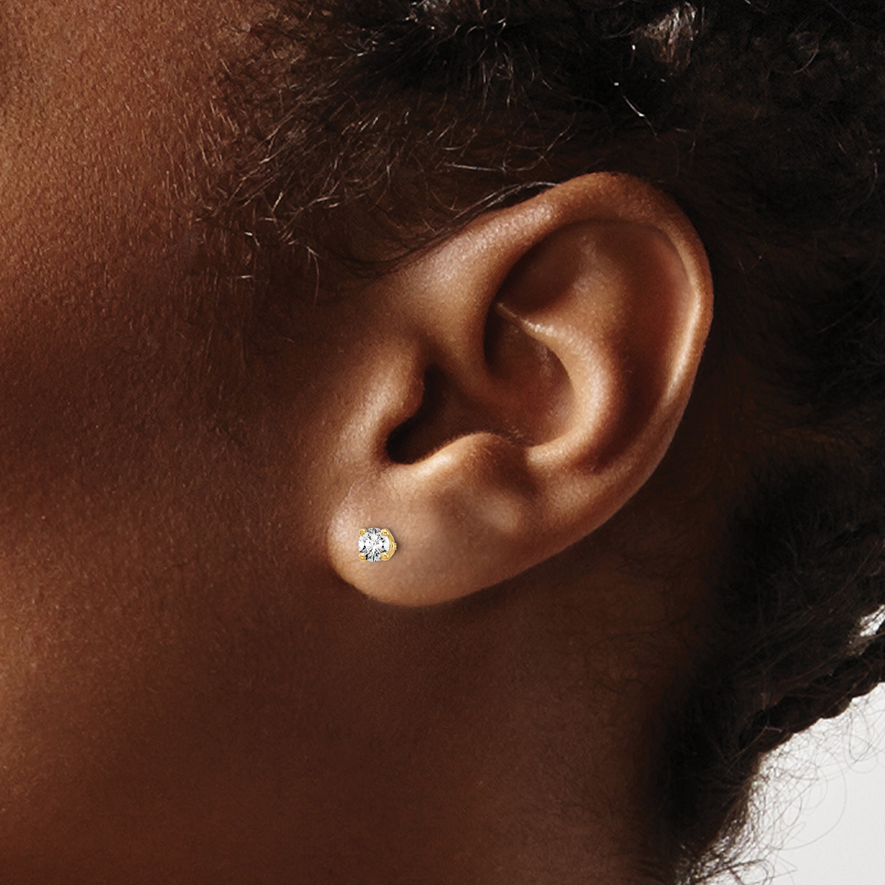 14K 1/5 Carat Total Weight Round Vs/Si Gh Lab Grown Diamond Screw Back 4 Prong Stud Post Earrings