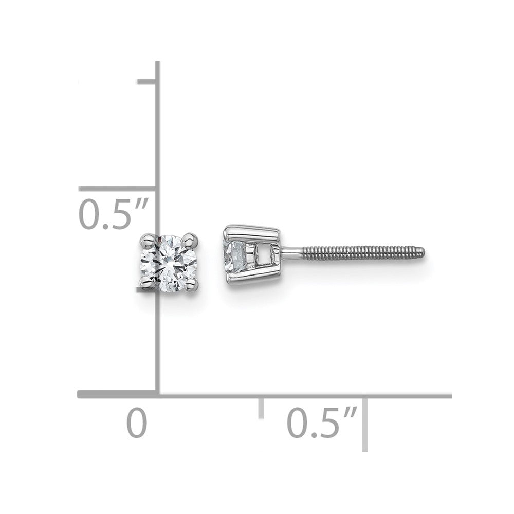 14k White Gold 1/3 carat total weight VS/SI DEF Round Certified Lab Grown Diamond Screw Back 4 Prong Stud Post Earrings