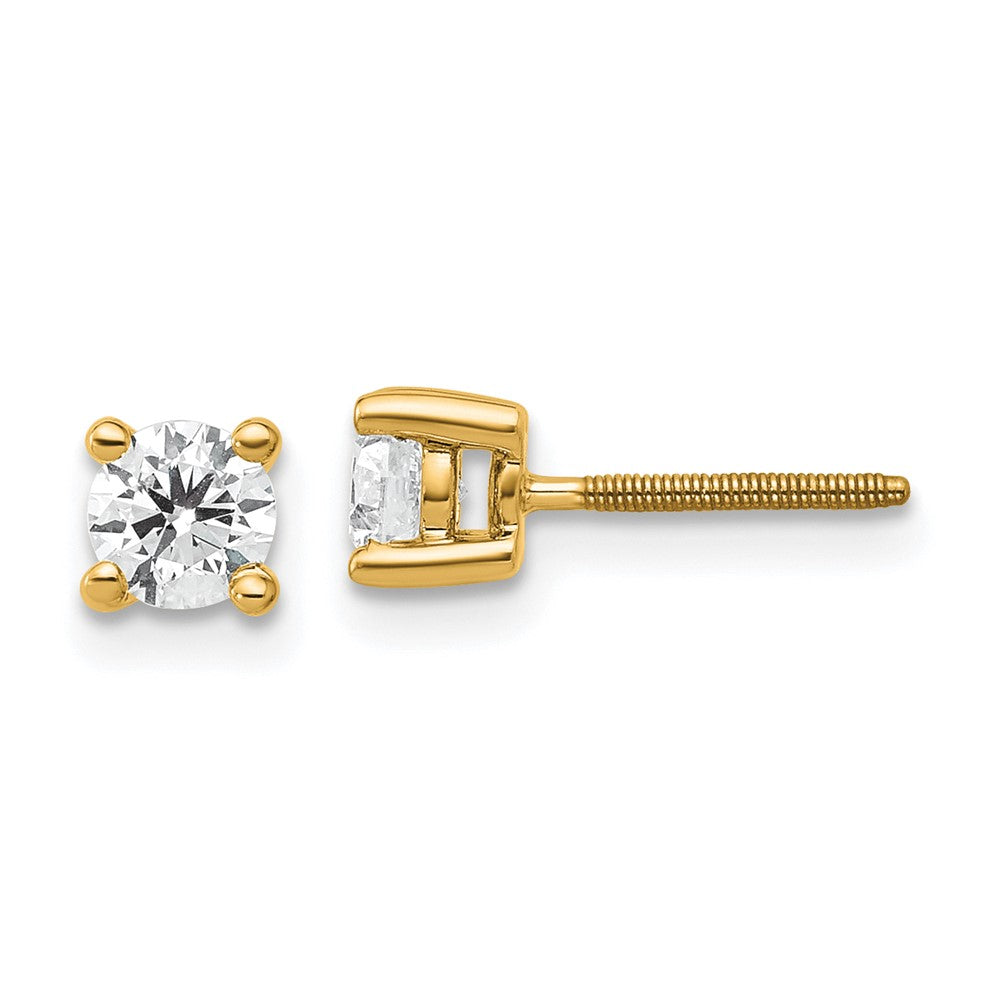 14k 1/2 carat total weight Round Certified VS/SI GH Lab Grown Diamond Screw Back 4 Prong Stud Post Earrings