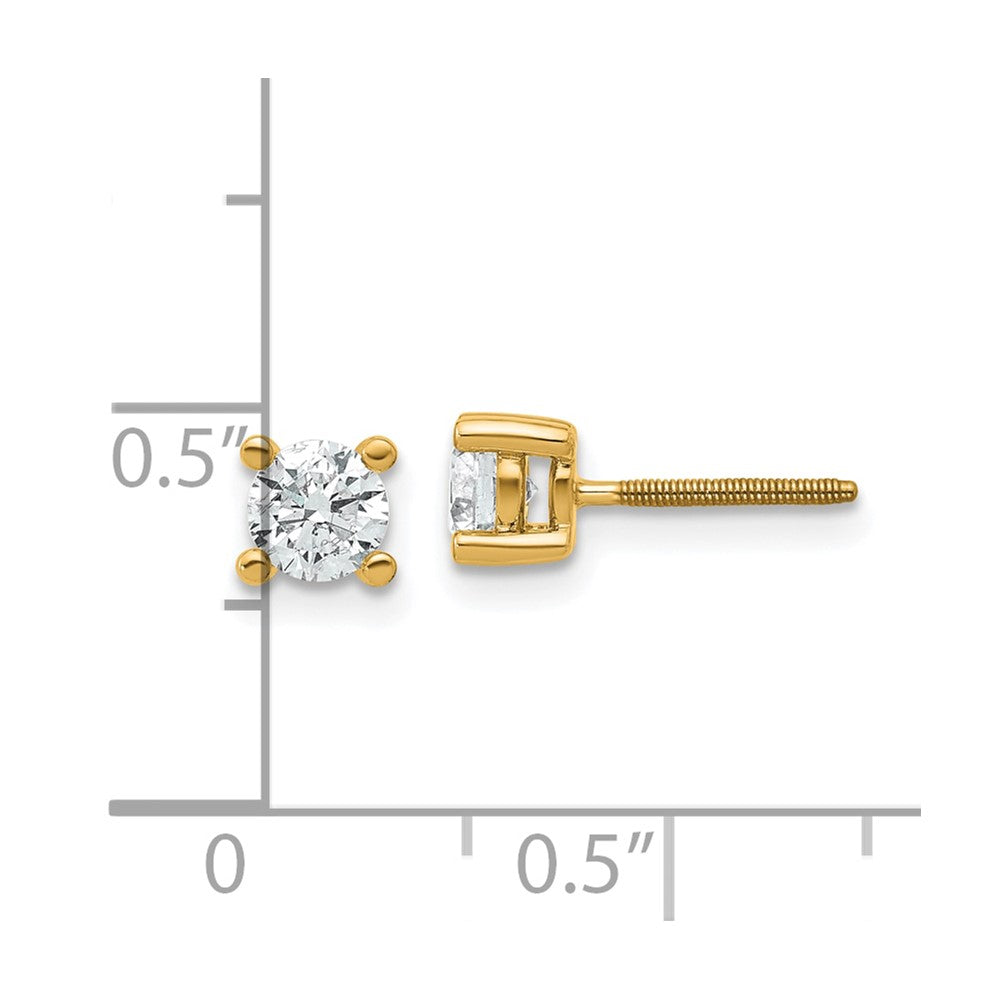 14k 1/2 carat total weight Round VS/SI GH Lab Grown Diamond Screw Back 4 Prong Stud Post Earrings