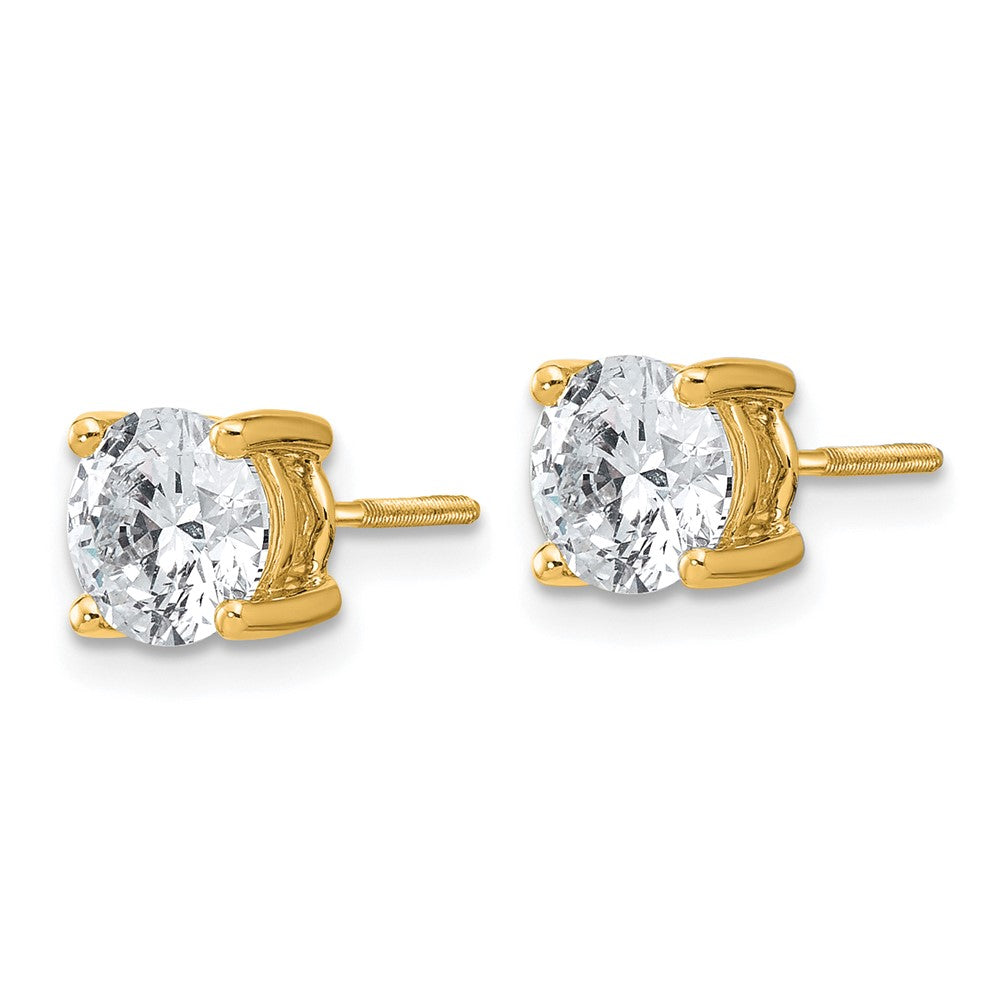 14k 2 carat total weight Round VS/SI DEF Lab Grown Diamond Screw Back 4 Prong Stud Post Earrings