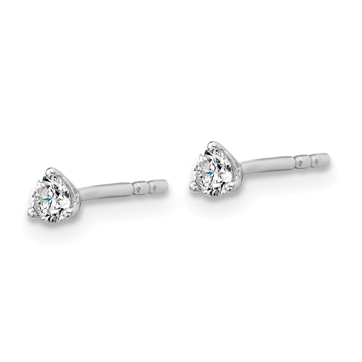 14K White Gold 1/7 Carat Total Weight Round Vs/Si Gh Lab Grown Diamond 3 Prong Stud Post Earrings