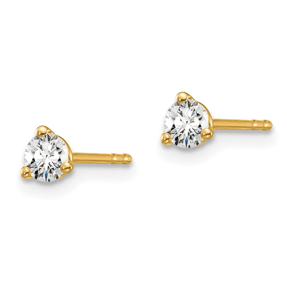 14k 1/4 carat total weight Round Certified VS/SI DEF Lab Grown Diamond 3 Prong Stud Post Earrings