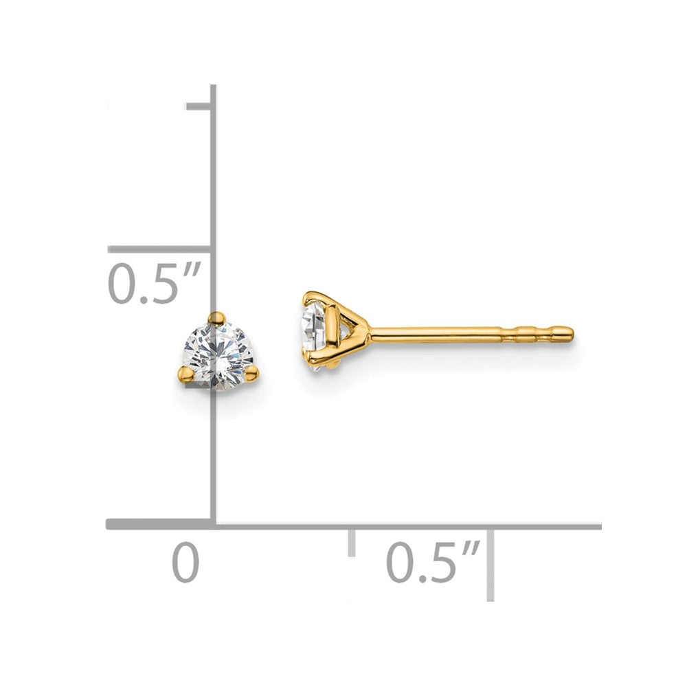 14k 1/4 carat total weight Round Certified VS/SI DEF Lab Grown Diamond 3 Prong Stud Post Earrings