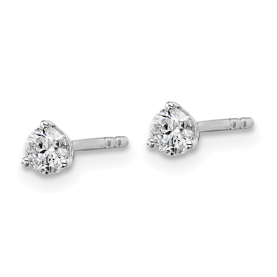 14K White Gold 1/3 Carat Total Weight Round Vs/Si Gh Lab Grown Diamond 3 Prong Stud Post Earrings