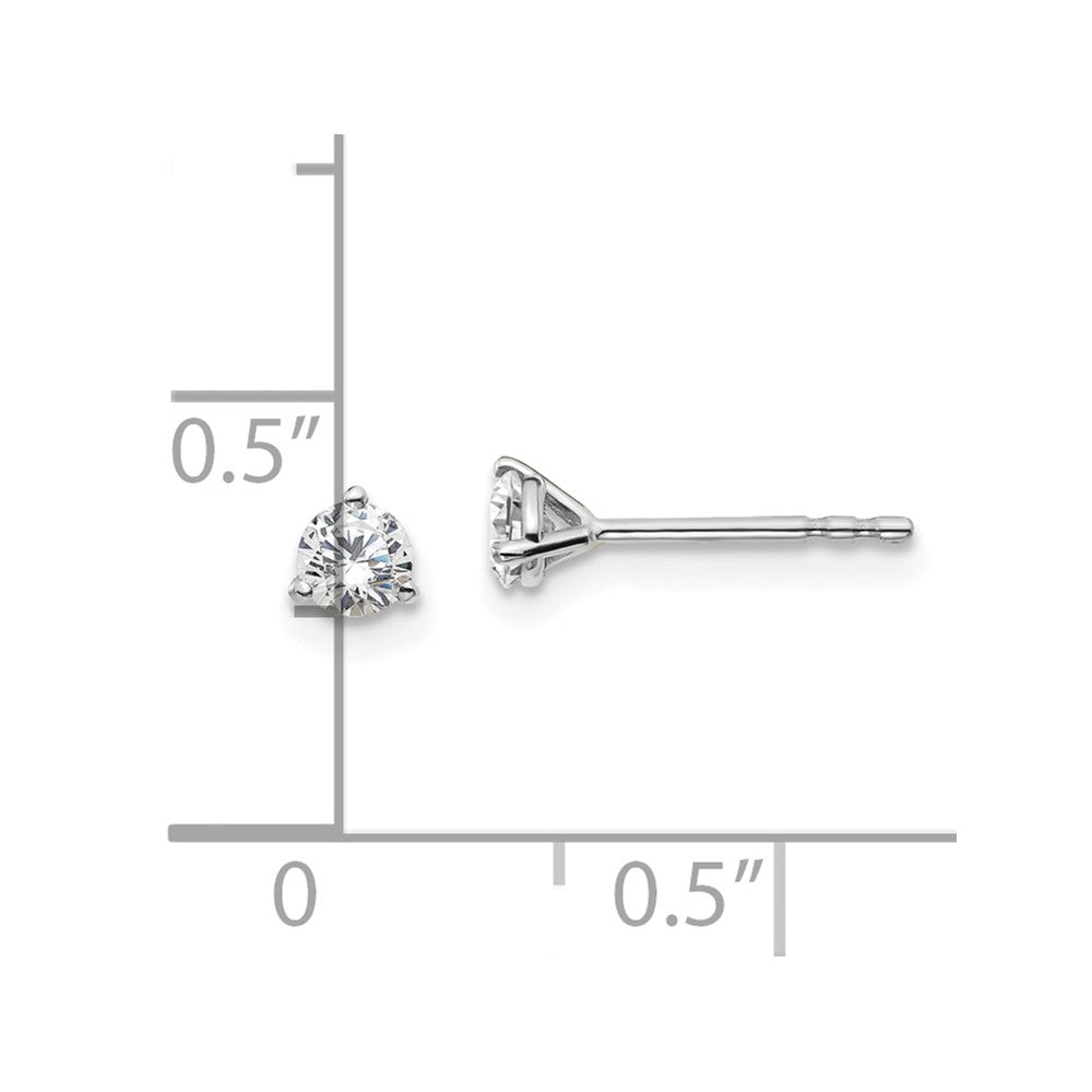 14k White Gold 1/3 carat total weight Round VS/SI DEF Lab Grown Diamond 3 Prong Stud Post Earrings