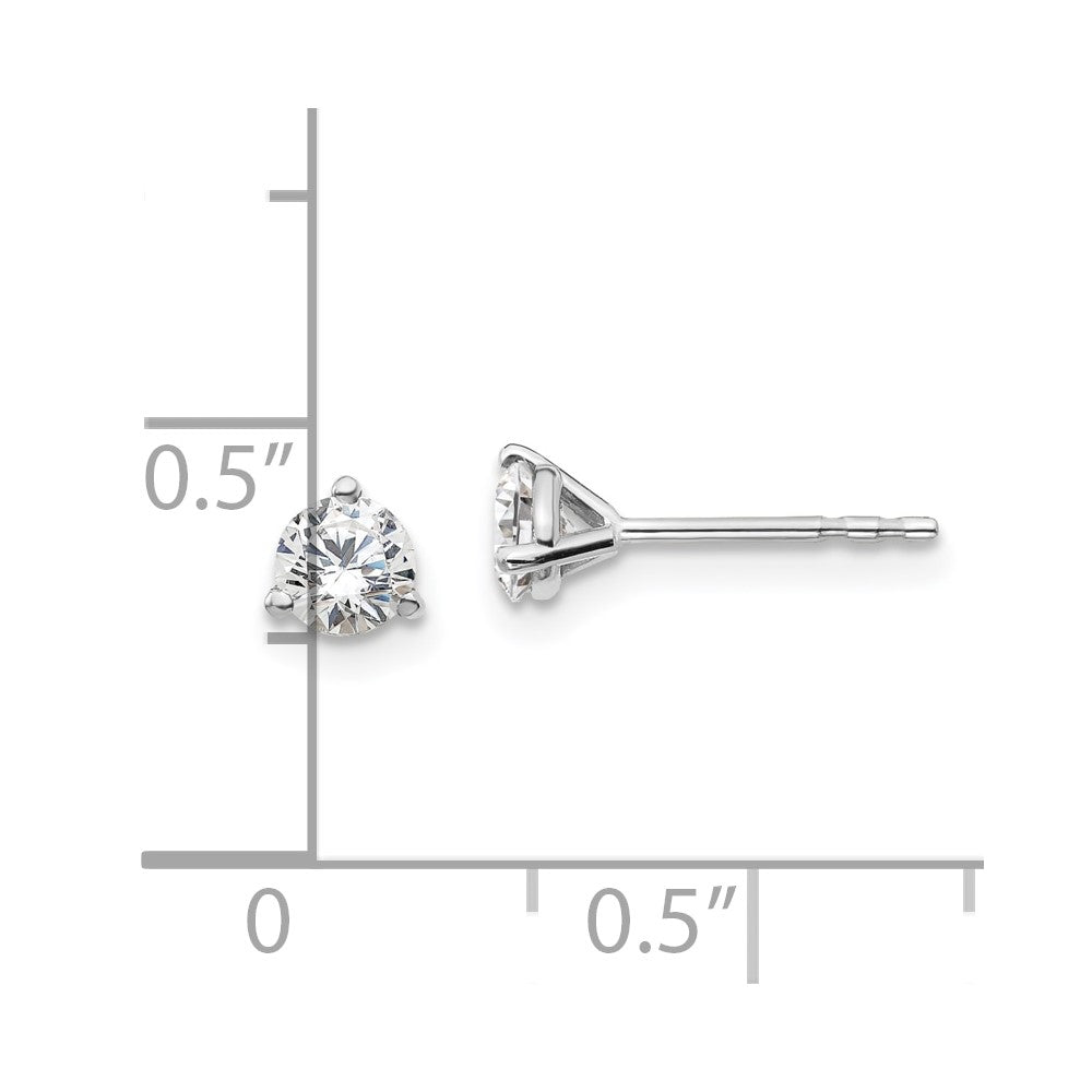 14k White Gold 1/2 carat total weight Round Certified VS/SI DEF Lab Grown Diamond 3 Prong Stud Post Earrings