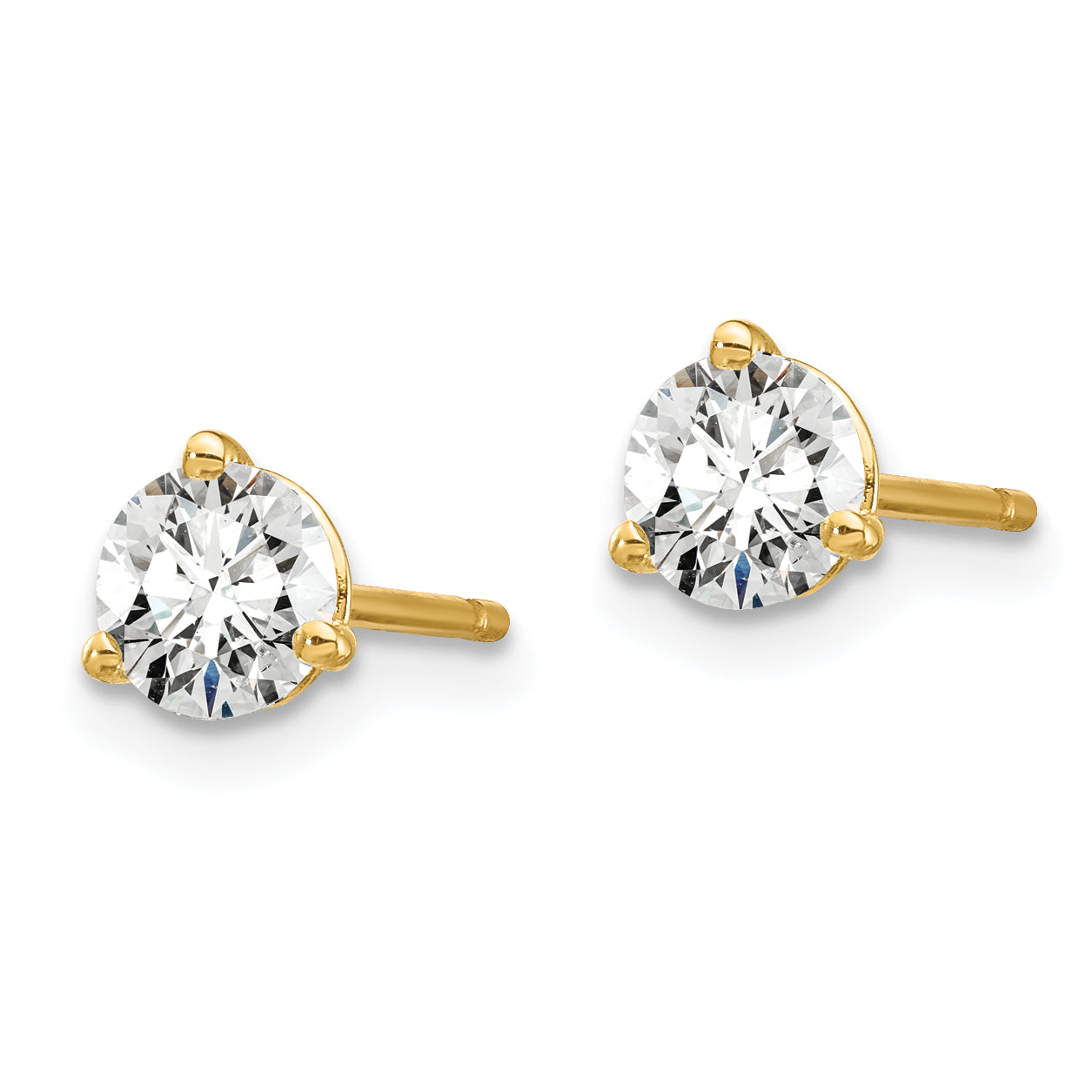 14K 2/3 Carat Total Weight Round Certified Vs/Si Gh Lab Grown Diamond 3 Prong Stud Post Earrings