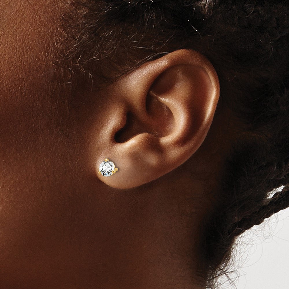 14k 7/8 carat total weight Round VS/SI GH Lab Grown Diamond 3 Prong Stud Post Earrings