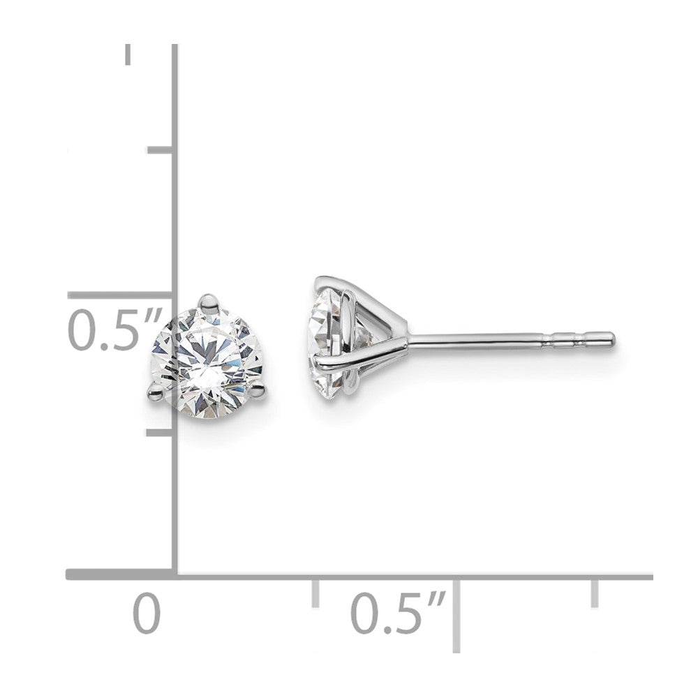 14k White Gold 1 carat total weight Round Certified VS/SI DEF Lab Grown Diamond 3 Prong Stud Post Earrings