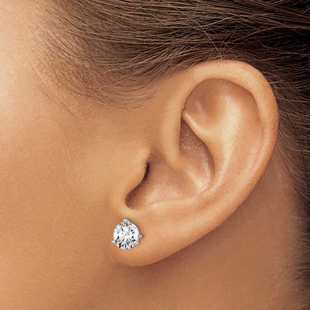 14k White Gold 1 3/8 carat total weight Round VS/SI DEF Lab Grown Diamond 3 Prong Stud Post Earrings