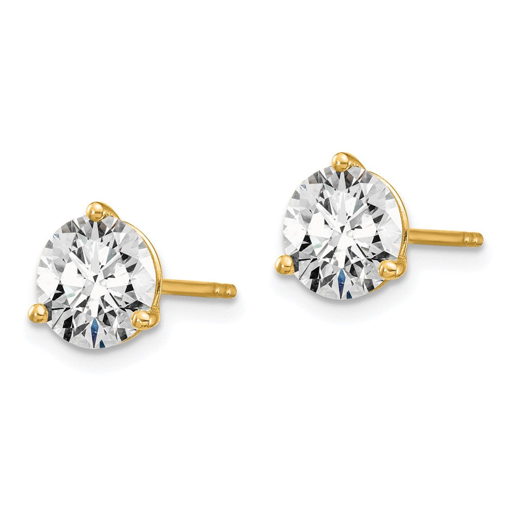 14k 1 3/8 carat total weight Round VS/SI DEF Lab Grown Diamond 3 Prong Stud Post Earrings