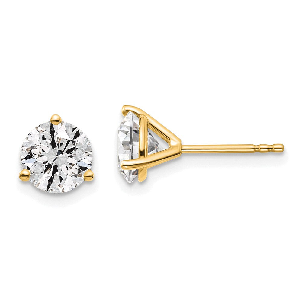 14k 1 3/8 carat total weight Round VS/SI DEF Lab Grown Diamond 3 Prong Stud Post Earrings
