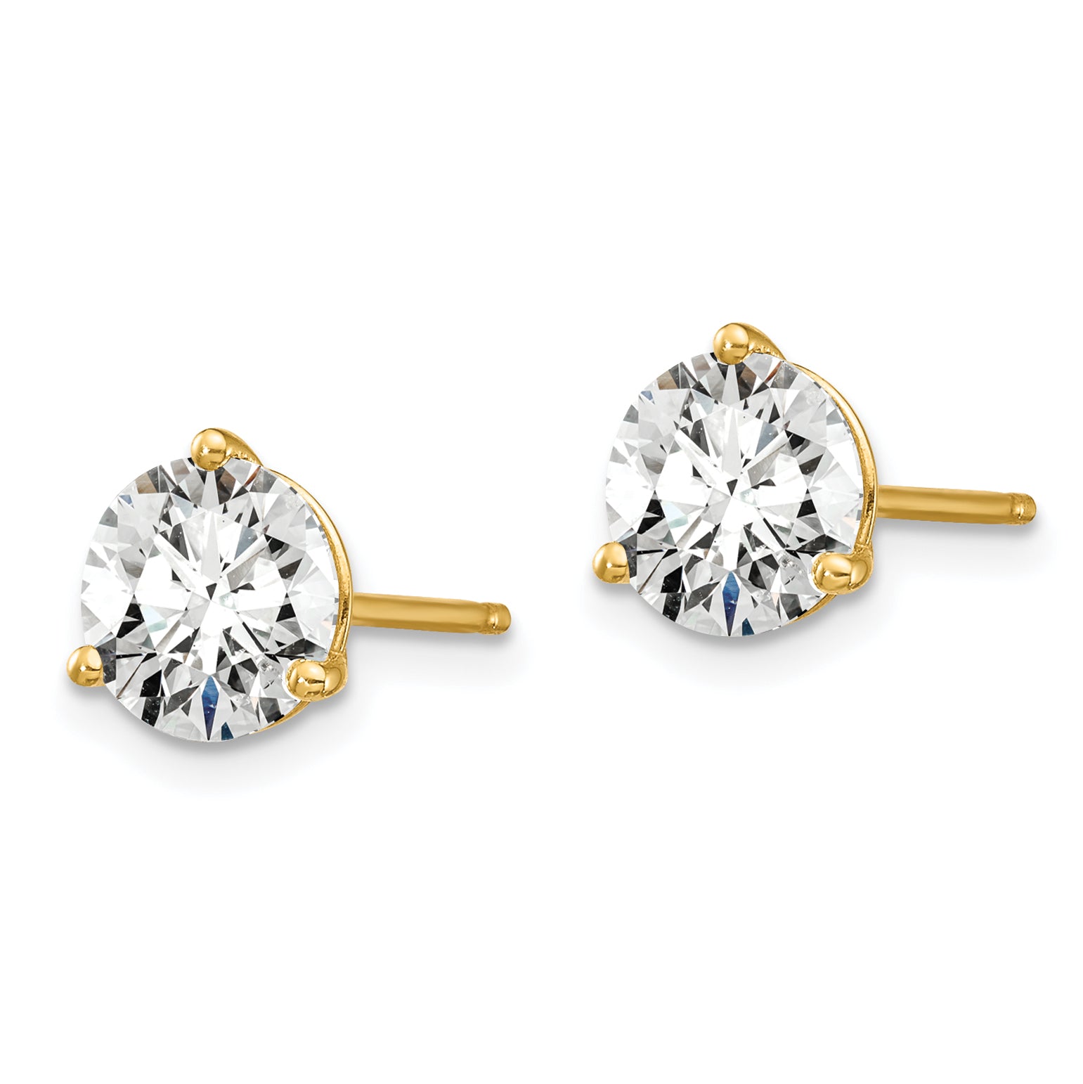 14K 1 1/2 Carat Total Weight Round Certified Vs/Si Gh Lab Grown Diamond 3 Prong Stud Post Earrings