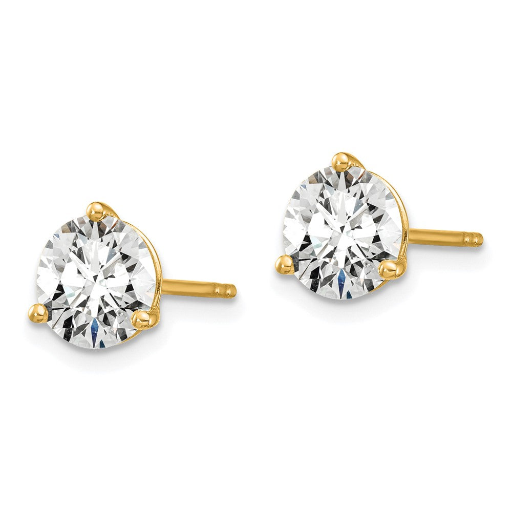 14K 1 3/4 Carat Total Weight Round Vs/Si Def Lab Grown Diamond 3 Prong Stud Post Earrings