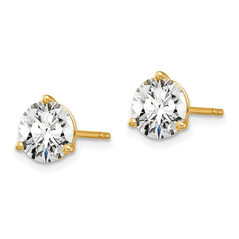 14k 2 carat total weight Round VS/SI DEF Lab Grown Diamond 3 Prong Stud Post Earrings