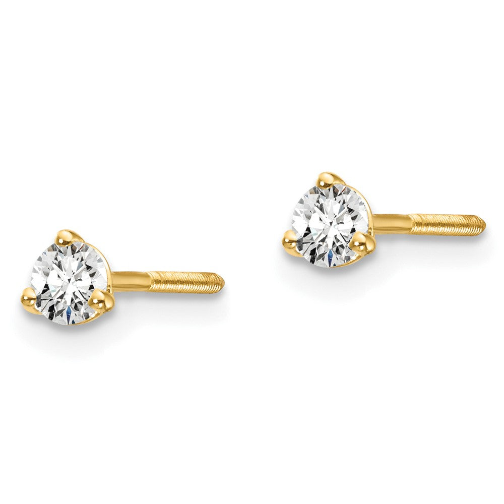 14k 1/5 carat total weight Round VS/SI DEF Lab Grown Diamond Screw Back 3 Prong Stud Post Earrings