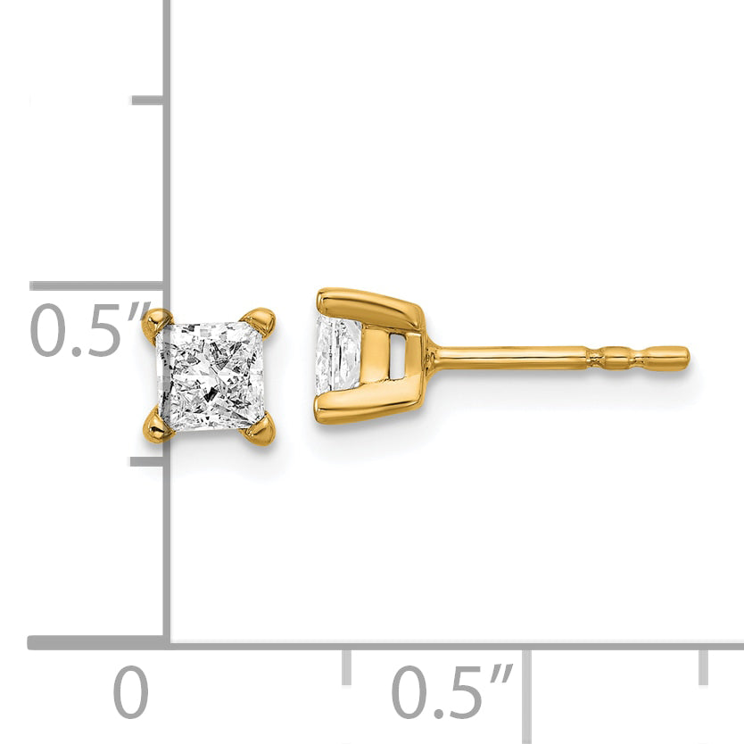 14Ky .66Ctw Vs Def Lab Grown Princess Diamond 4 Prong Earrings