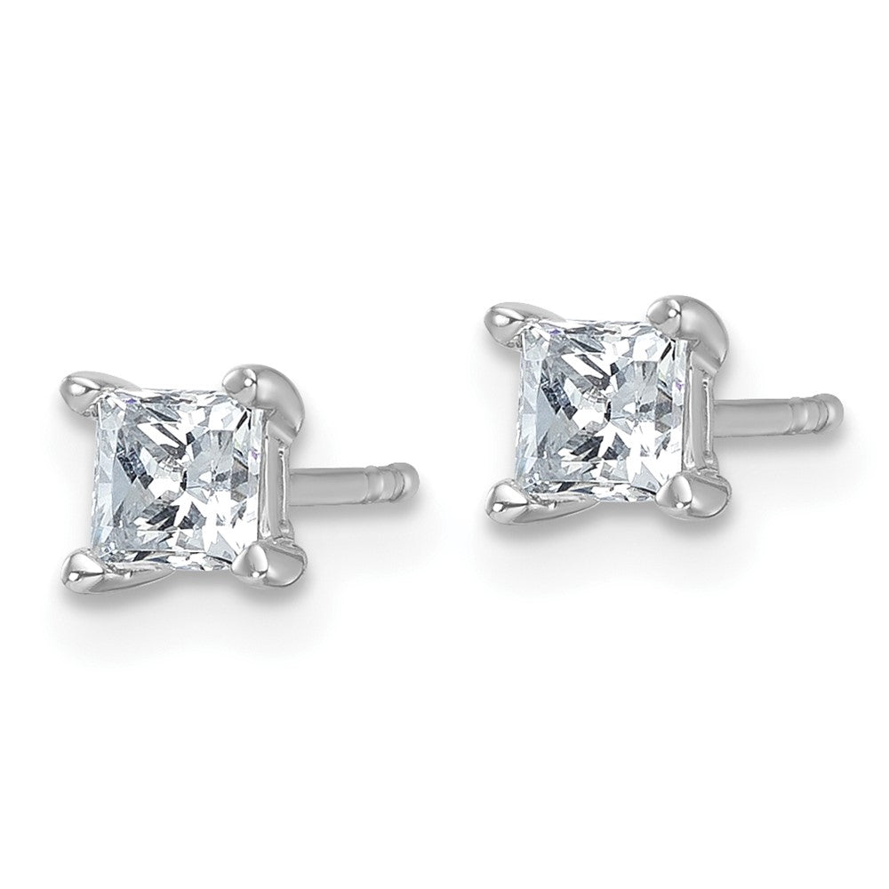 14k White Gold 3/4 carat total weight Princess VS/SI DEF Lab Grown Diamond 4 Prong Stud Post Earrings