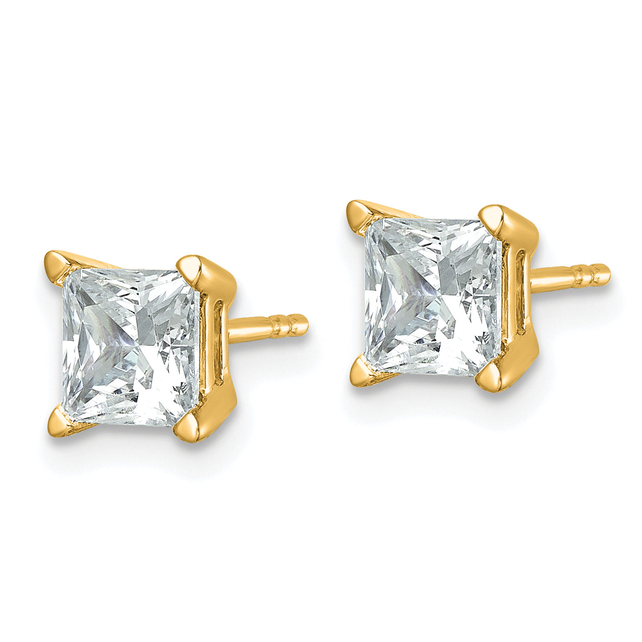 14K 2 Carat Total Weight Princess Vs/Si Def Lab Grown Diamond 4 Prong Stud Post Earrings