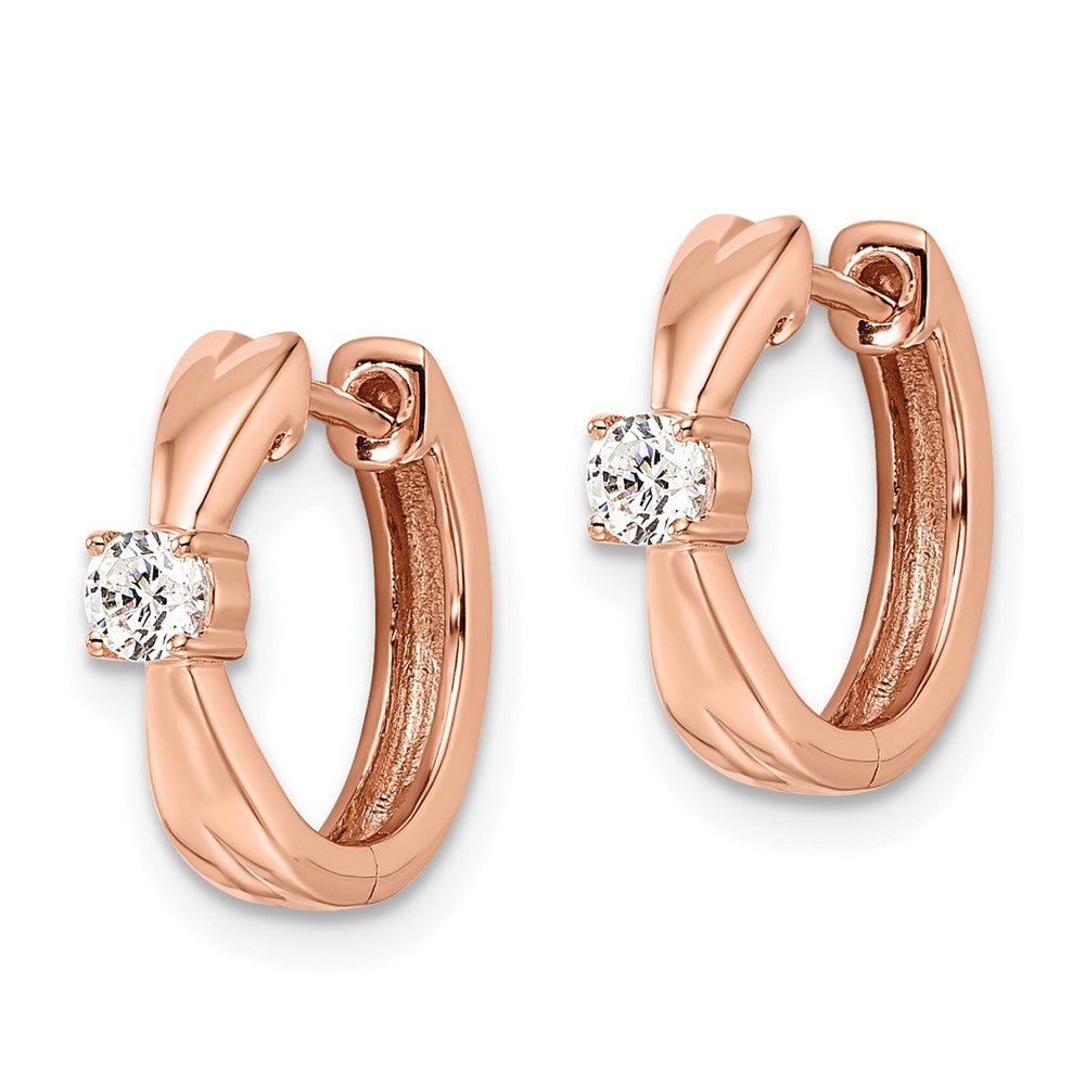 14K Rose Gold Lab Grown Diamond VS/SI FGH Hinged Hoops