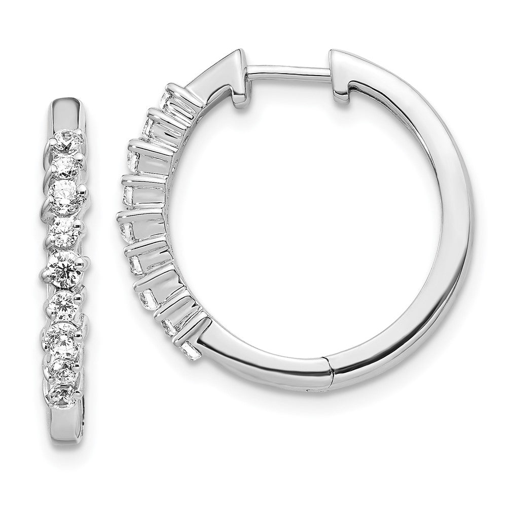 14K White Gold Lab Grown Diamond VS/SI FGH Hinged Hoop Earrings