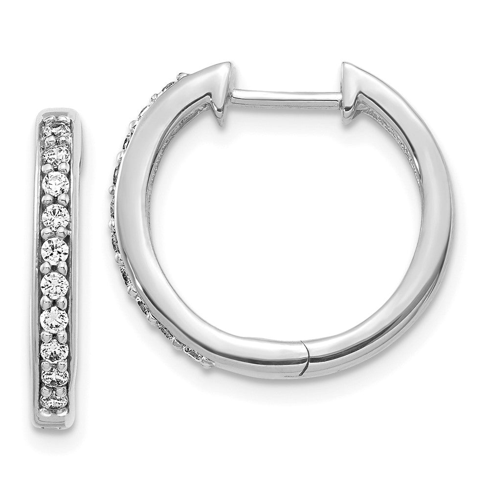 14K White Gold Lab Grown Diamond VS/SI FGH Hinged Hoop Earrings