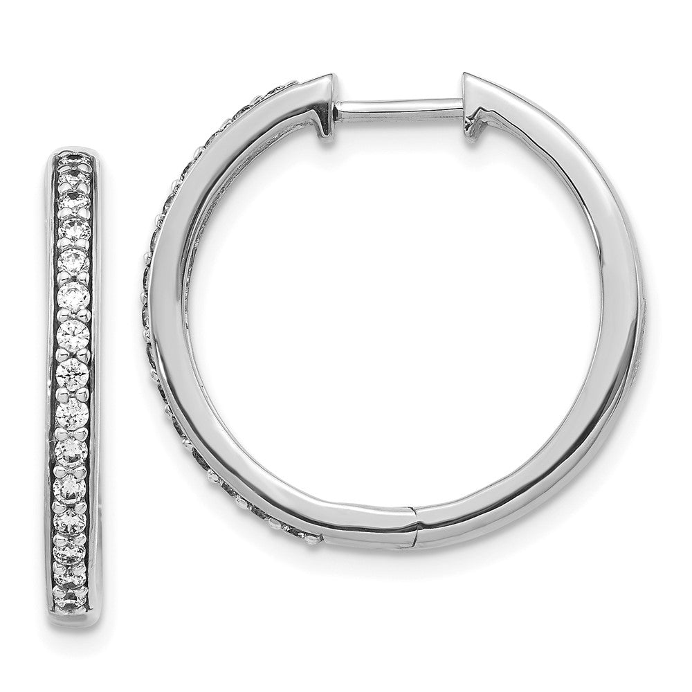 14K White Gold Lab Grown Diamond VS/SI FGH Hinged Hoop Earrings