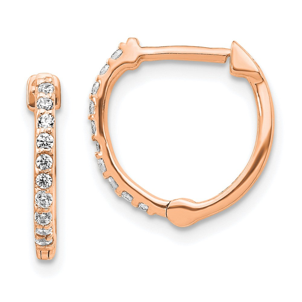 14K Rose Gold Lab Grown VS/SI FGH Dia Hinged Hoop Earrings