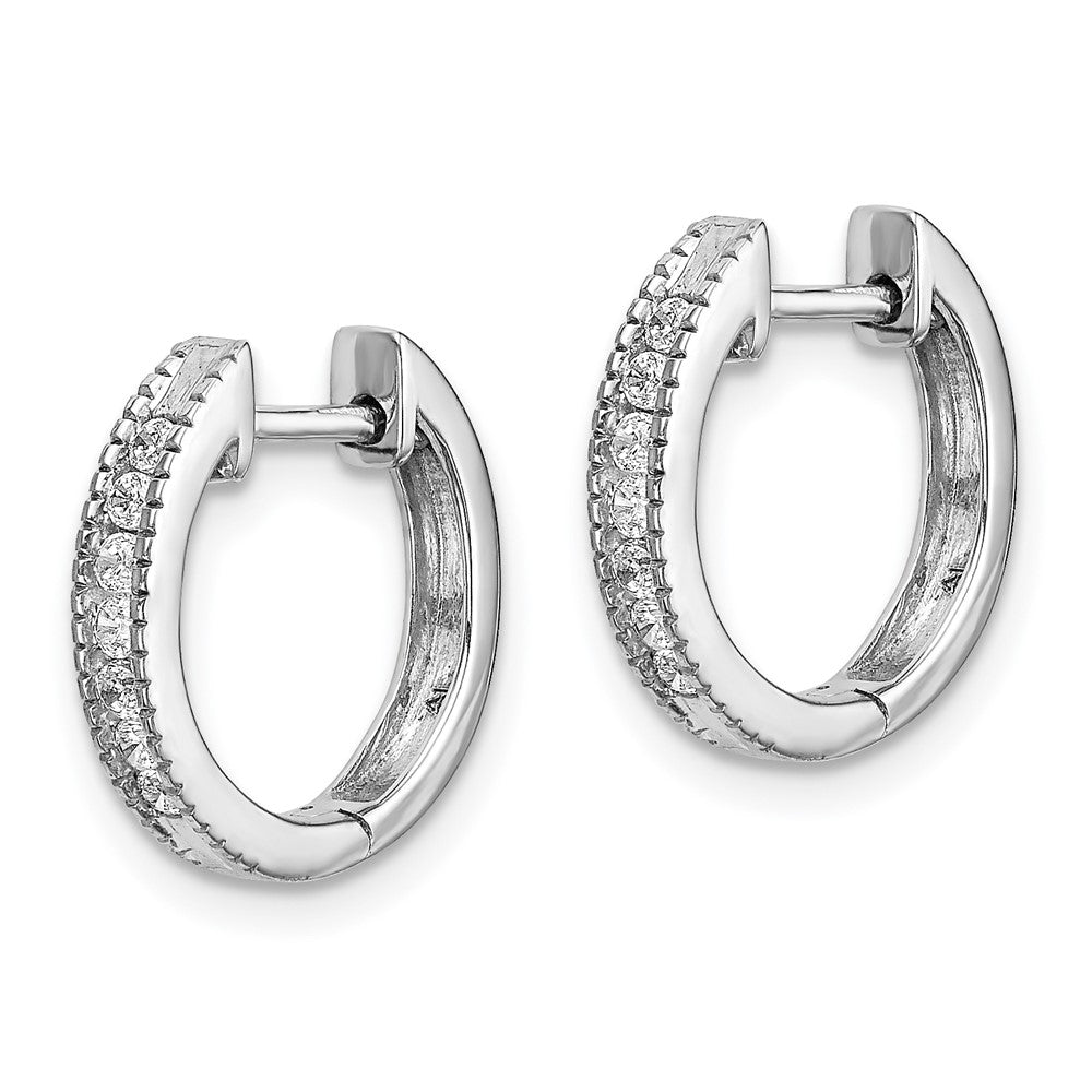 14K White Gold Lab Grown Diamond VS/SI FGH Hinged Hoop Earrings
