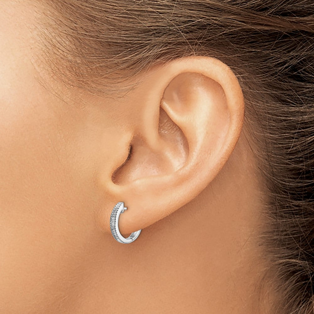 14K White Gold Lab Grown Diamond VS/SI FGH Hinged Hoop Earrings