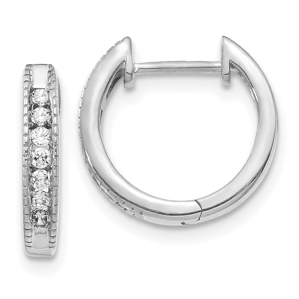 14K White Gold Lab Grown Diamond VS/SI FGH Hinged Hoop Earrings